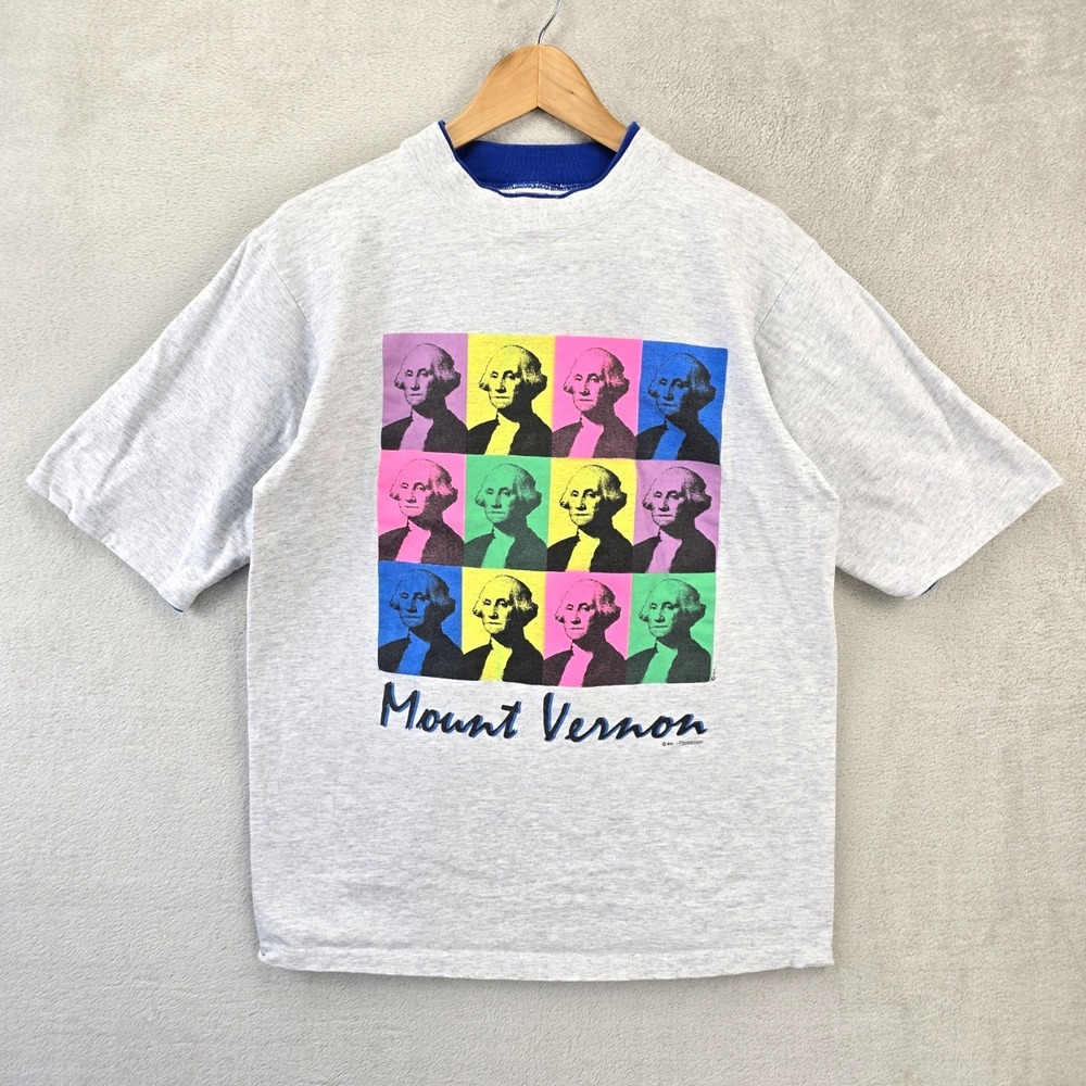 Vintage George Washington Shirt Large Pop Art 90s Andy Warhol Mount Vernon USA